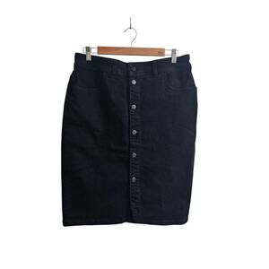 MADEWELL Denim Button-front Midi Skirt in Clean Black Wash Size 30